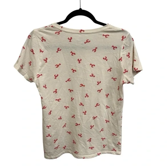 J. Crew Tee cotton tee in cream red lobster print beachy coastal preppy summer - Picture 7 of 11